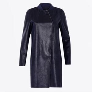 NWT Coster Copenhagen Blue Crocodile Embossed Leather Long Coat EU 36 US S $189
